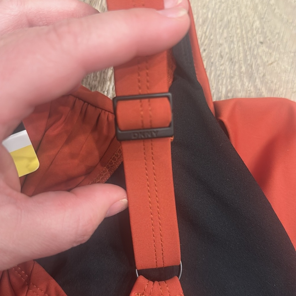 DKNY Red Shirred Keyhole Detail One-Piece Swimsuit - Picture 7 of 7